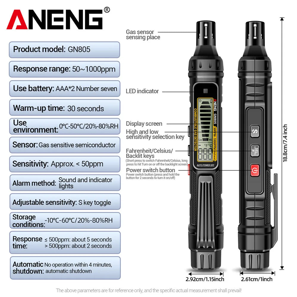 Détecteur de fuite de gaz combustible ANENG GN805