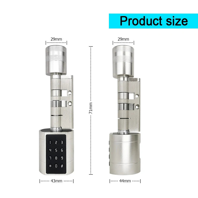 Smart Door Lock Cylinder Fingerprint Lock TTLock APP Digital Keypad Lock Adjustable Euro Cylinder Smart Lock Password IC Card Unlock