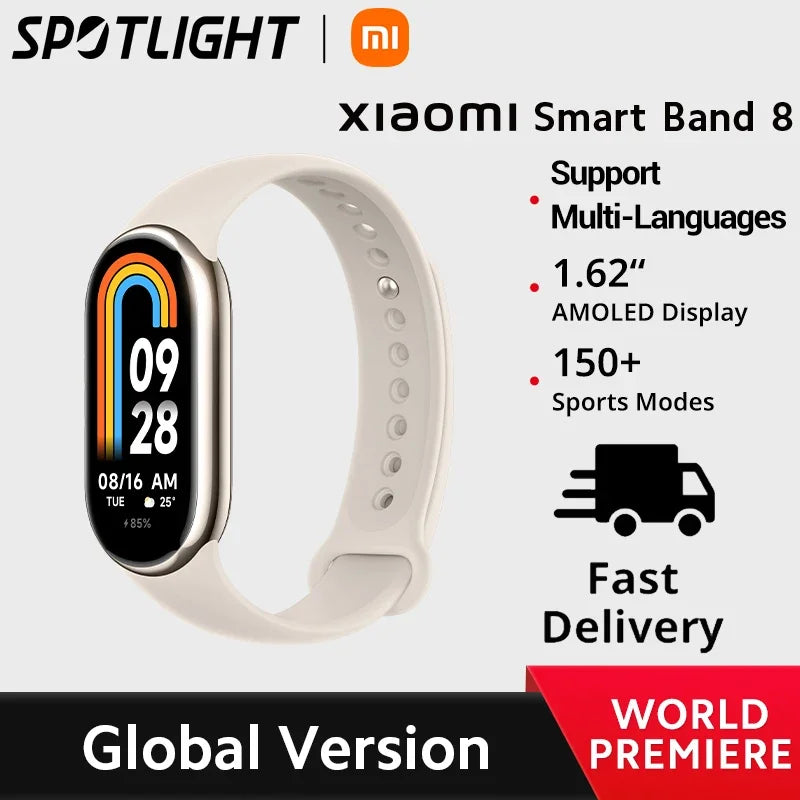 Globalna različica Xiaomi Smart Band 8 Merilnik kisika v krvi 1,62'' zaslon AMOLED 16 dni življenjske dobe baterije