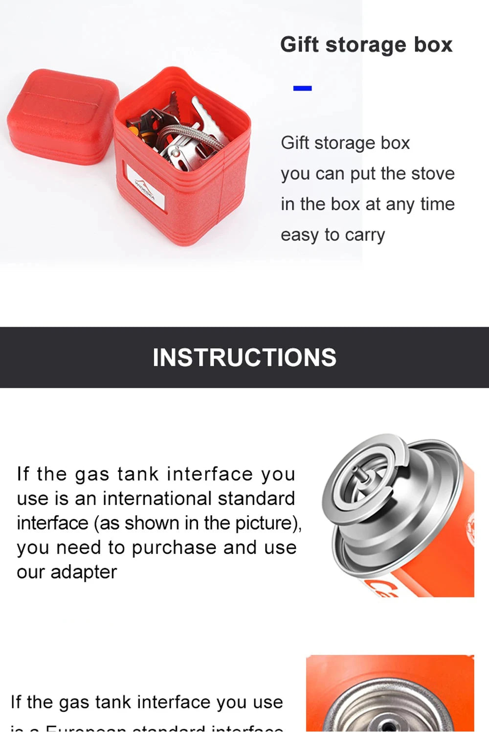Folding Camping Gas Stove with Adapter