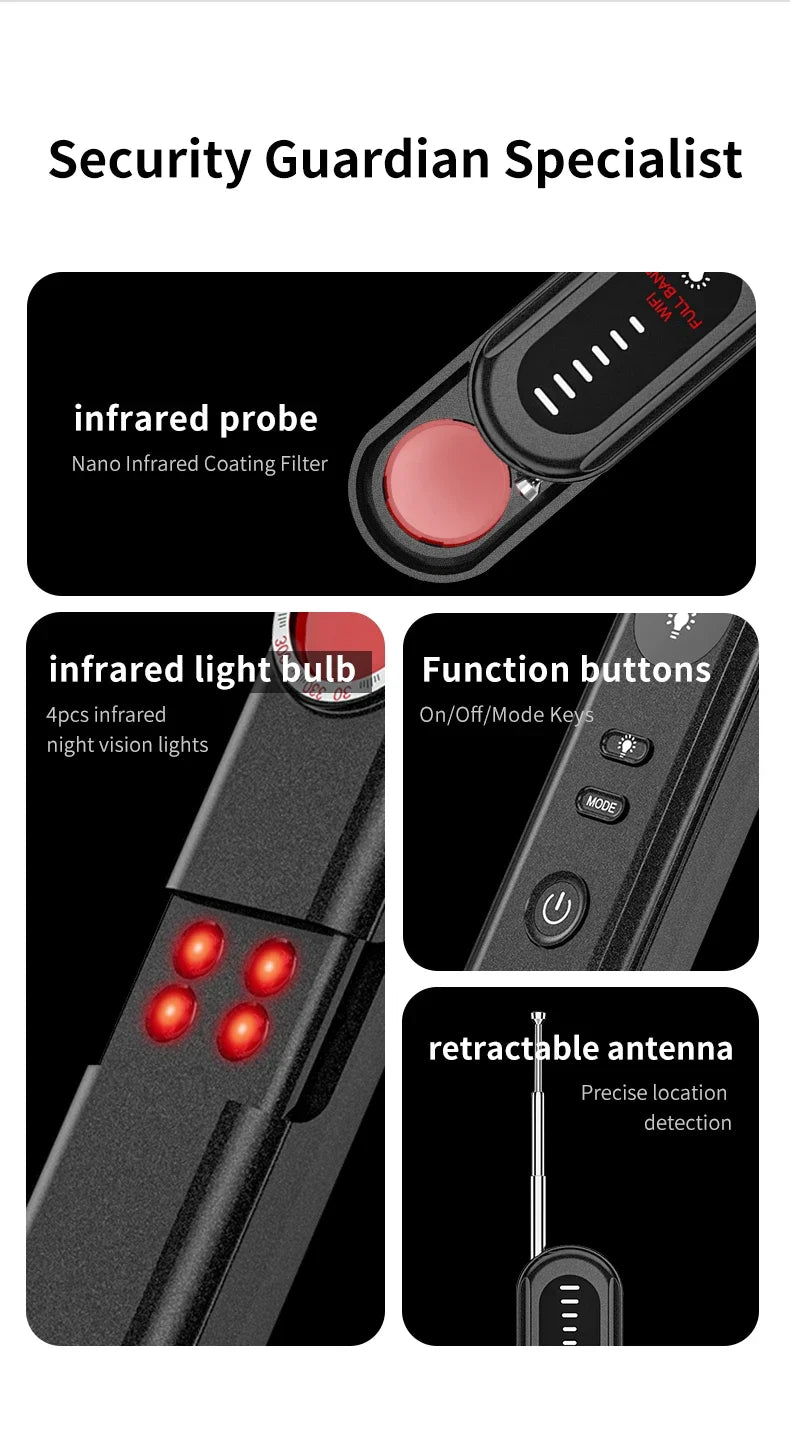 Hidden Camera Detector 2026 Portable Camera Finder, GPS Tracker Detector, RF Wireless Signal Scanner for Office, Hotels, Cars