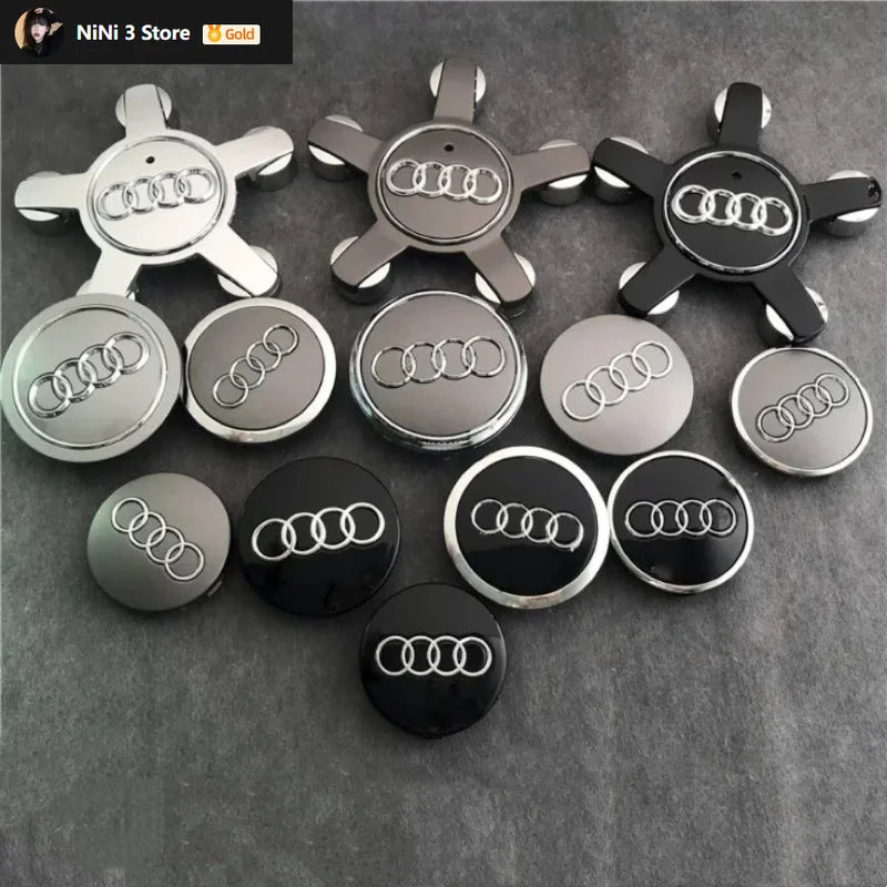 Капачки за центъра на джантите AUDI 4 бр./комплект 60 мм 61 мм 68 мм 69 мм 135 мм Стайлинг за кола Емблема за A3 A4 A5 A6 A7 A8 S4 Автоаксесоари