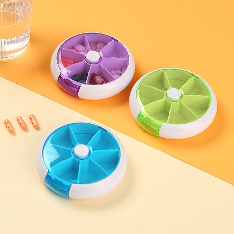 Portable Rotating Pill Box - 7-Day Weekly Pill Organizer