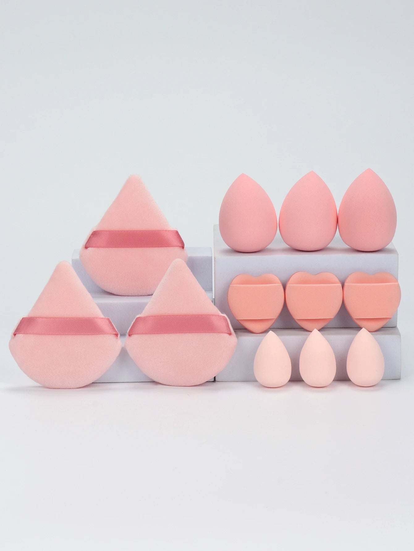 12-Piece All-Purpose Makeup Sponge Set, Made of 3 Loose Powder Puffs, 3 Mini Air Cushion Puffs, 3 Beauty Eggs and 3 Mini Beauty 