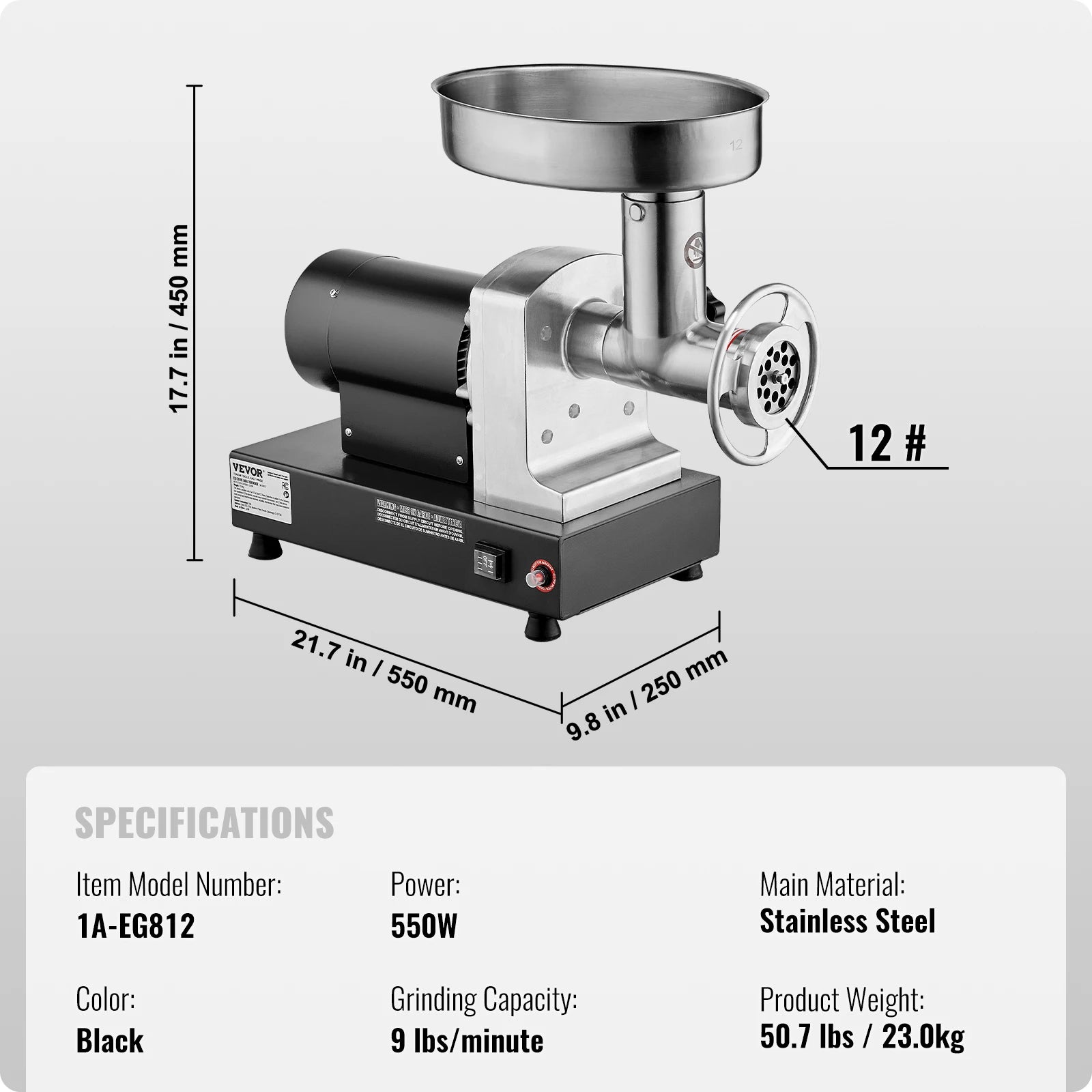 Electric Commercial Meat Grinder 550W Stainless Steel Sausage Maker