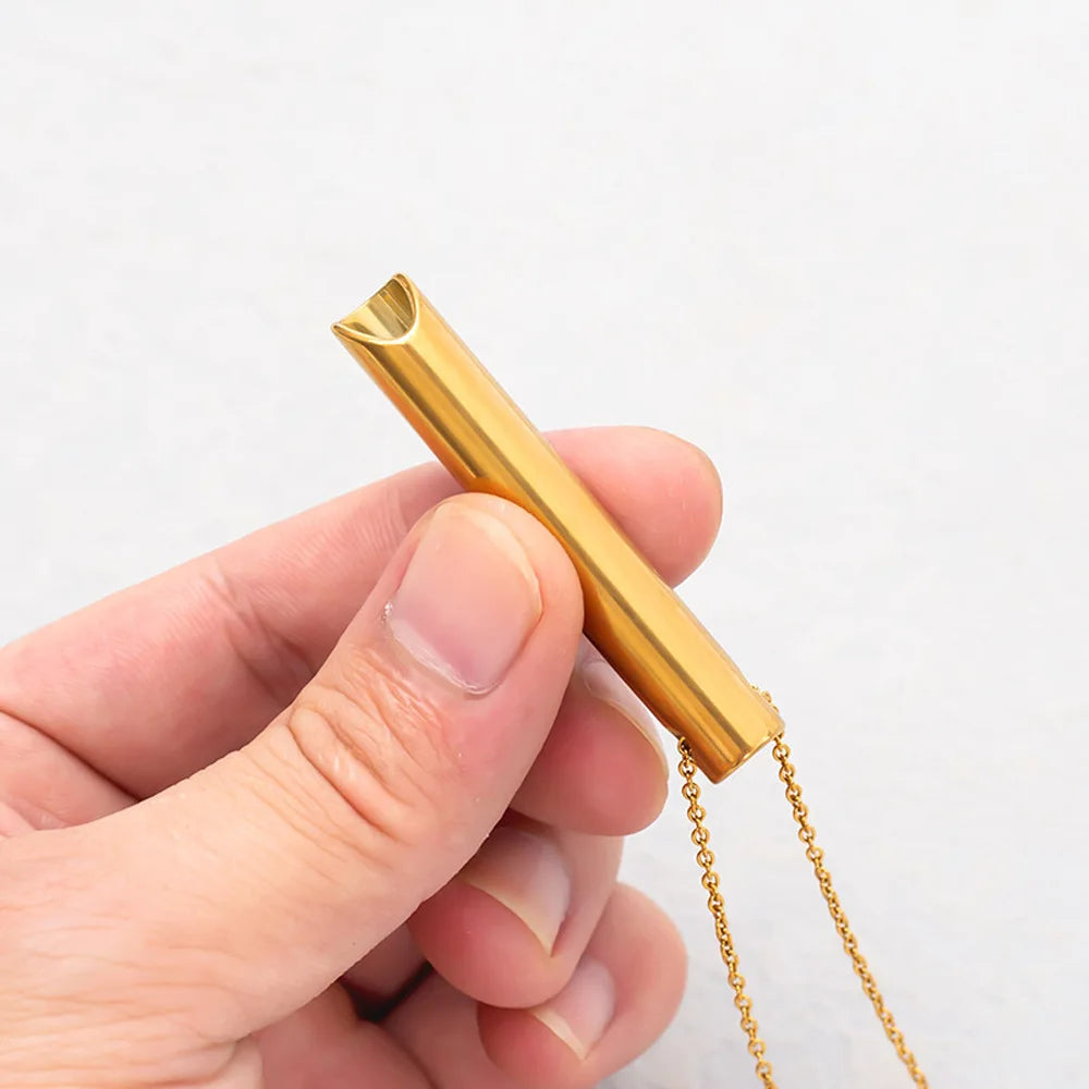 2024 New Stainless Steel Whistle Necklace Unisex Slow Breathing Decompression Tubular Pendant Jewelry Commuter Party Gift Giving