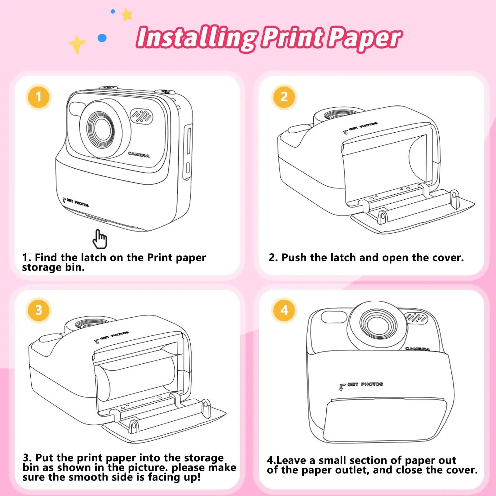 AMORUS Kids Camera Instant 1080P HD Dual Lens Selfie Digital Camera for Girls Boys Christmas Birthday Gifts Toys With 32G Print 