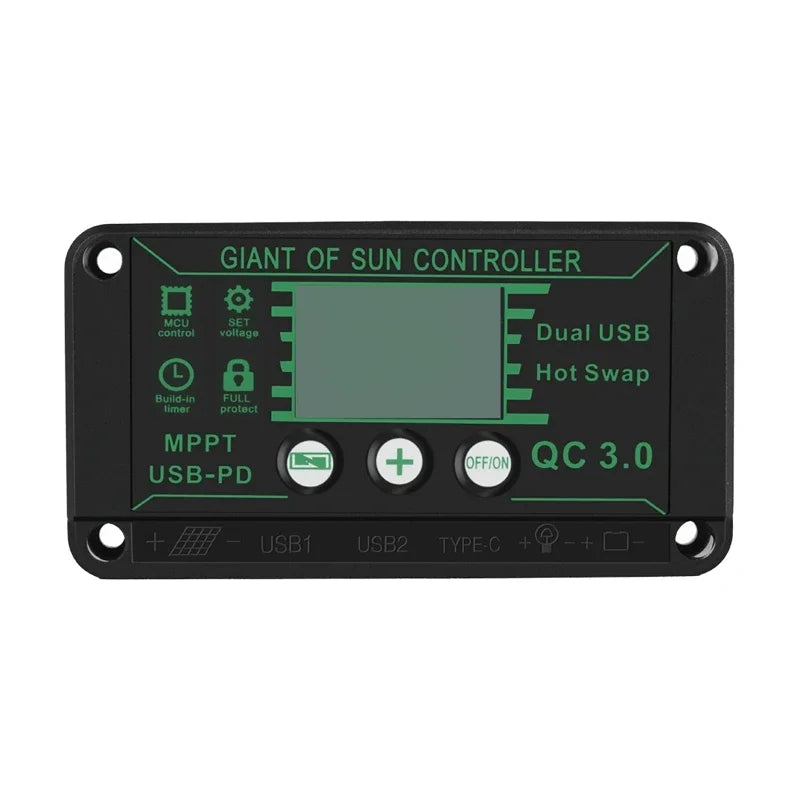 Solar-Laderegler MPPT, 100A 90A 60A 30A 20A, wasserdicht, 12V 24V Solarpanel-Laderegler, Dual-USB, automatische Anzeige