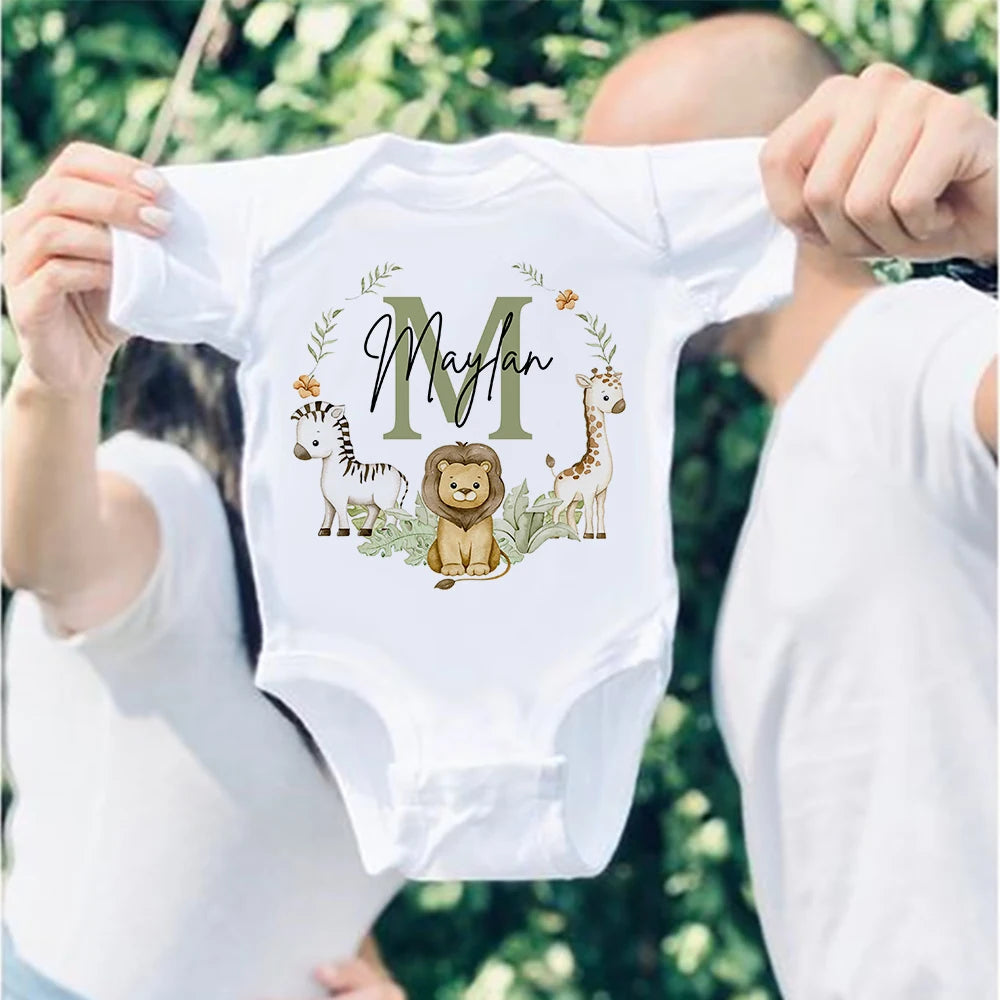Personalized Safari-Initial Baby Bodysuit