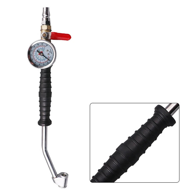 Tyre Inflator with Analogue Pressure Gauge & Dual-Head Chuck