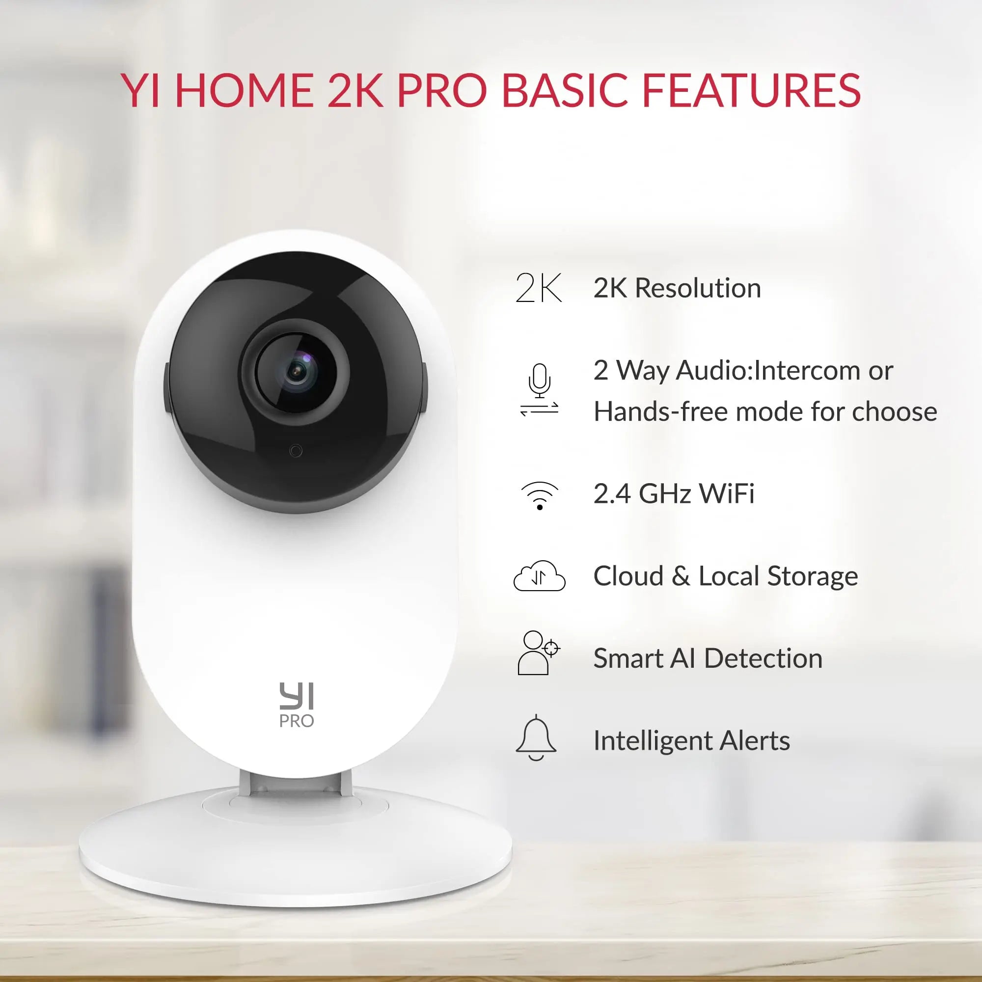 YI Pro Home 2K Wifi Surveillance Camera 3MP IP CCTV Smart Home Baby Pet Monitor Security Protection Compatible with Alexa 