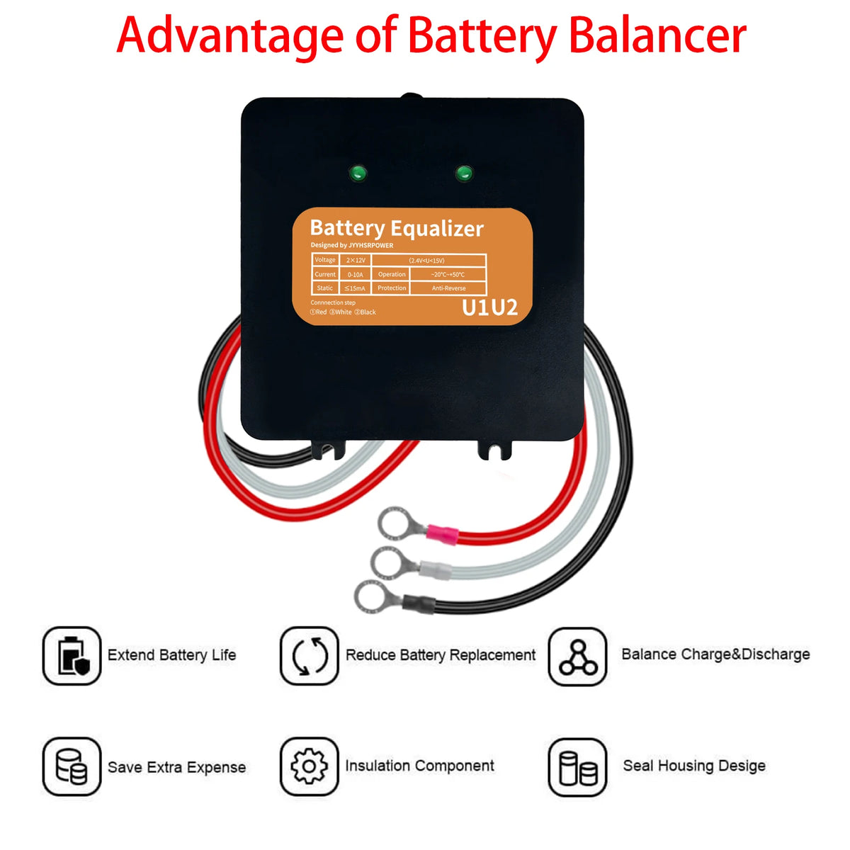Battery Equaliser for Two Compatible 12V Blocks