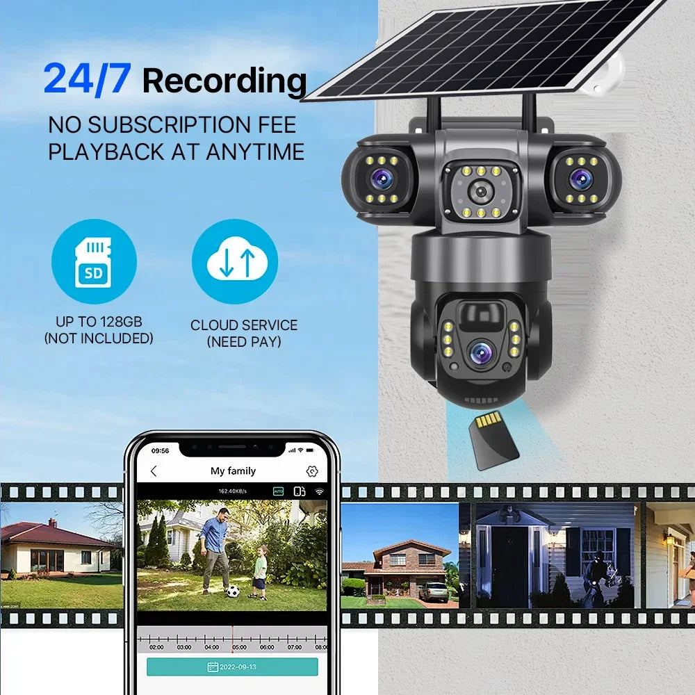 4G LTE Solar Triple-Lens PTZ Security Camera