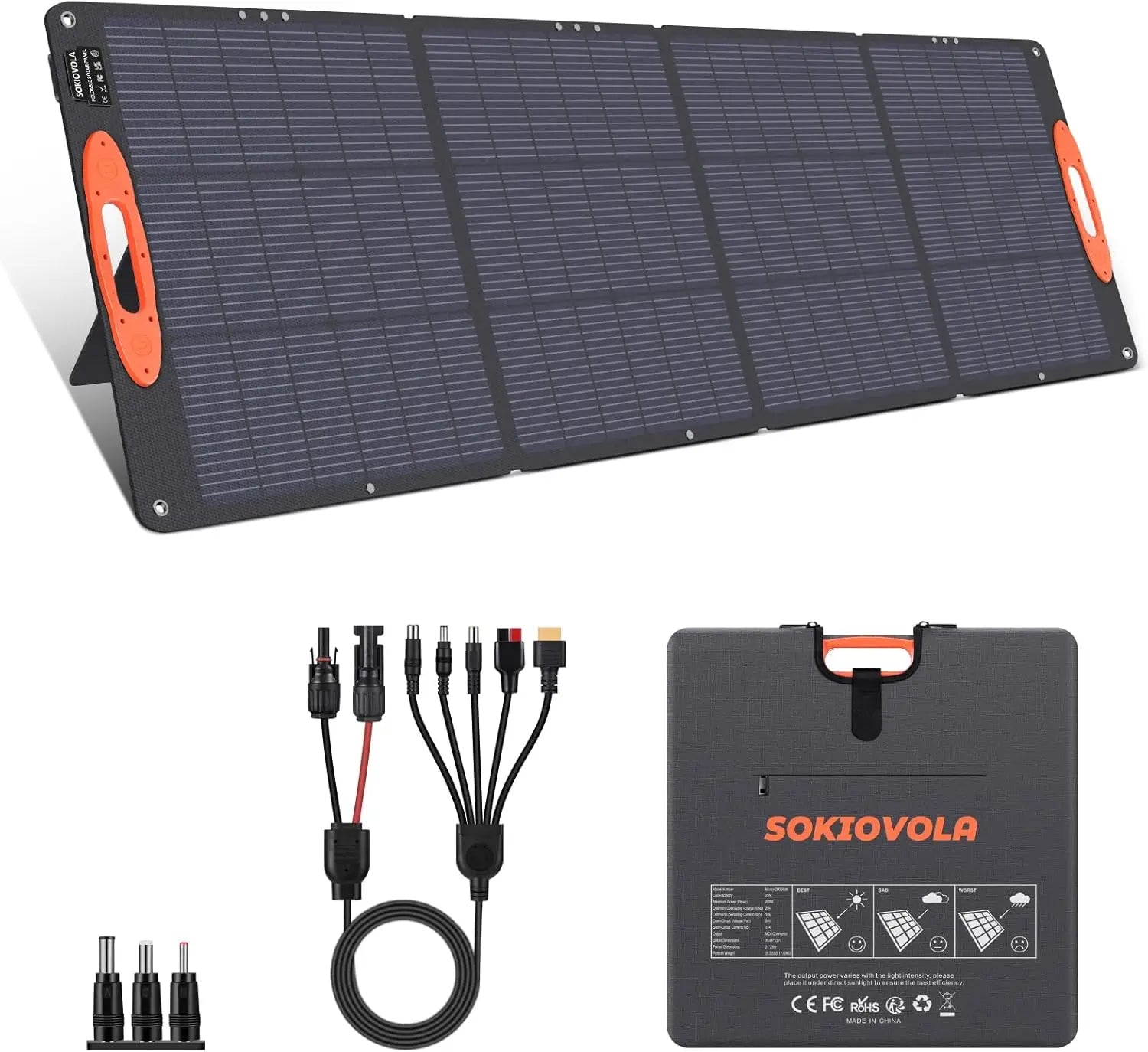 200W Portable Solar Panel for Power Stations, IP68 Waterproof