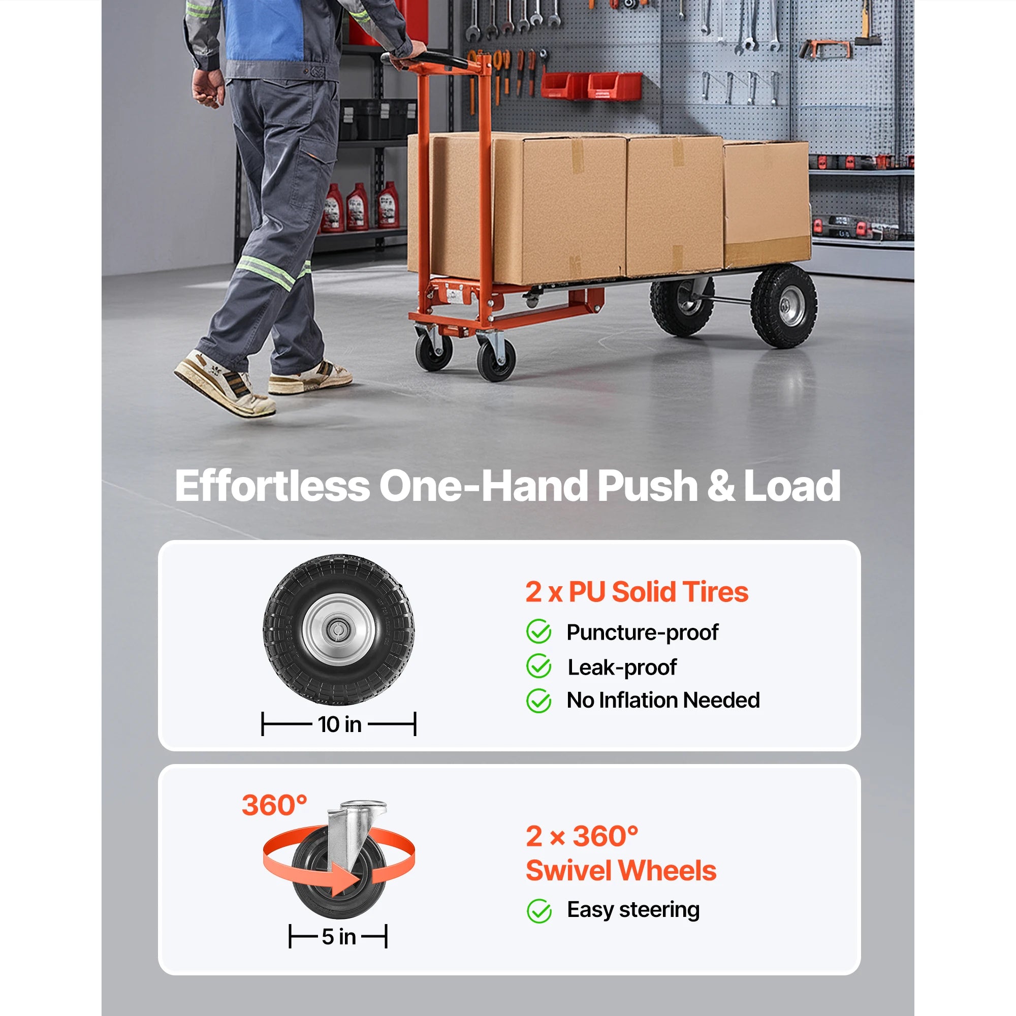 SucceBuy 4 in 1 Hand Truck 1000 lbs Load Capacity for 4-Wheel Mode Aluminum Alloy Portable Trolley Dolly for Moving Home Office
