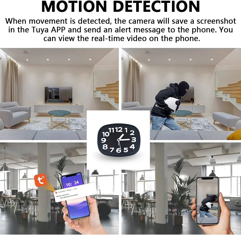 FHD Wireless Clock Camera 1080P Support 2.4G WiFi Motion Detection Home Protection Security Recorder Camera for Kids Spy-shop.com