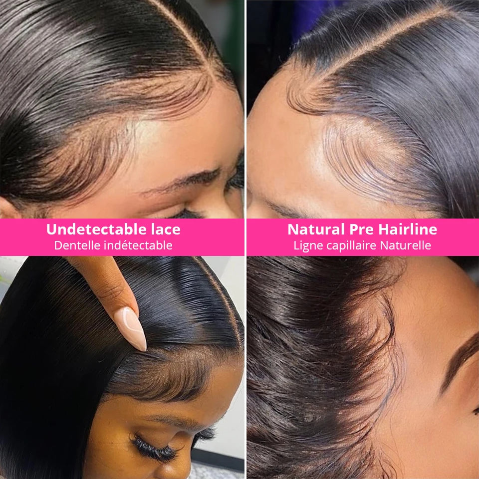 Short Straight Bob Wig Human Hair with Transparent Lace