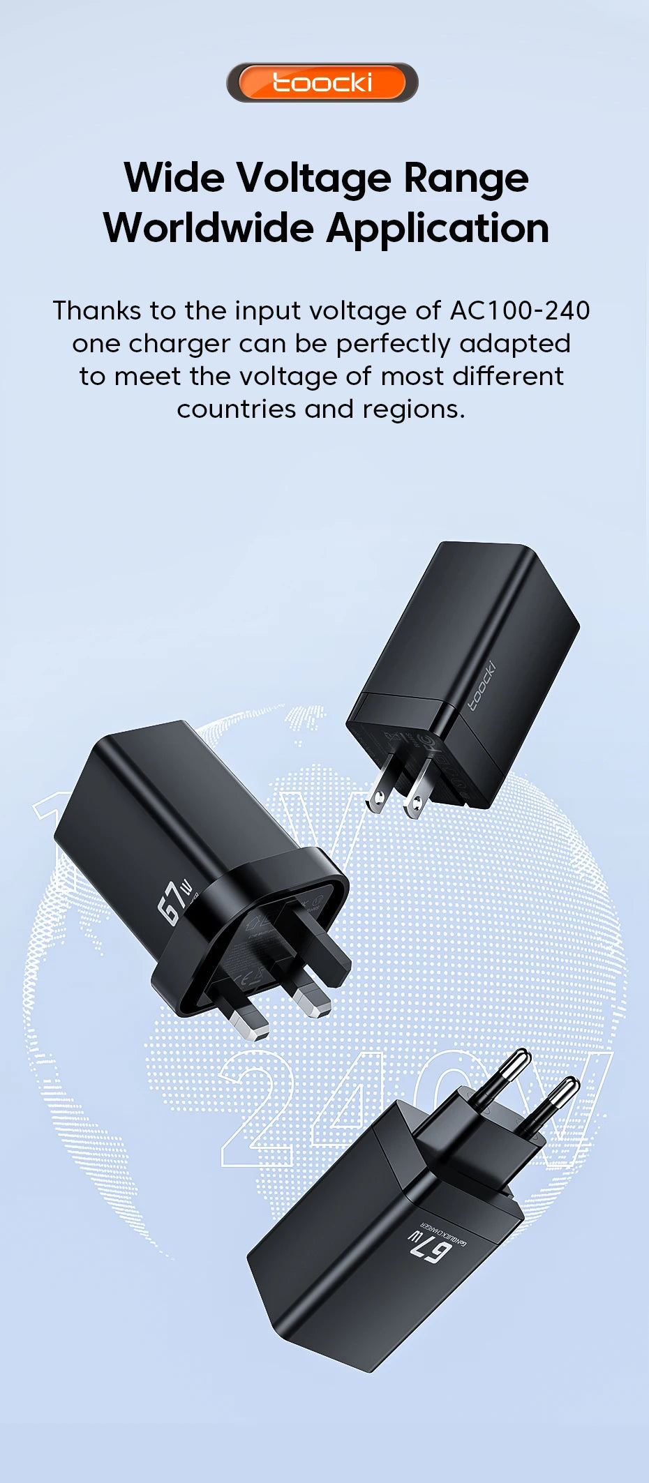 Toocki 67W GaN USB C Charger Fast Charging Multi-Color Type C Charger for Macook iPhone 15 14 13 12 Pro Max Samsung Xiaomi POCO 