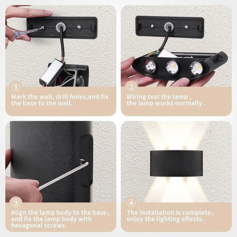 Up-and-Down LED Wall Light, Size and Finish Options