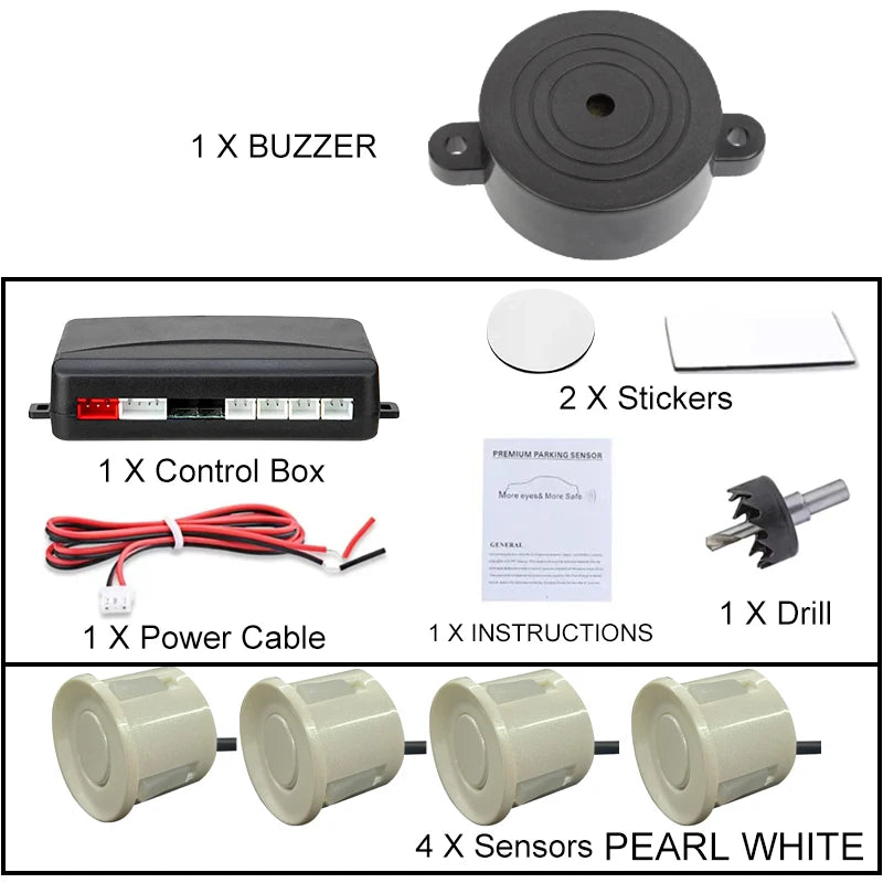 12 V Einparkhilfe-Set - Vier Sensoren mit 22 mm