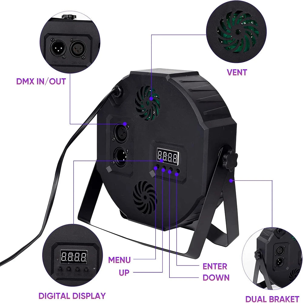 4er-Set 36-LED RGB 3-in-1 DMX512 Stage Par Lights