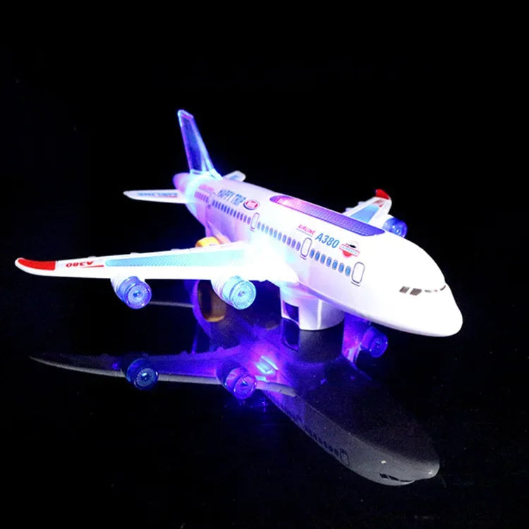 Electronic Aeroplane Toy with Music Autopilot Flash Sound Aircraft Automatic Rotation Plane Educational Toy Gift For Children 
