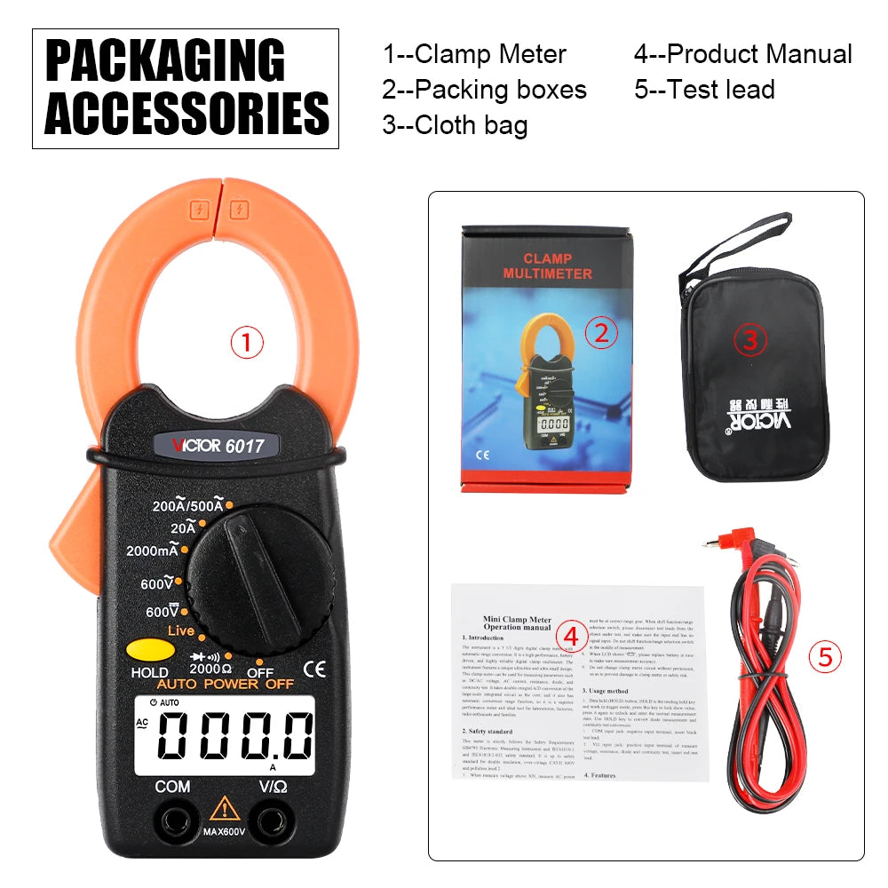 Digital Clamp Meter, 6017 or 610D, AC Current Measurement