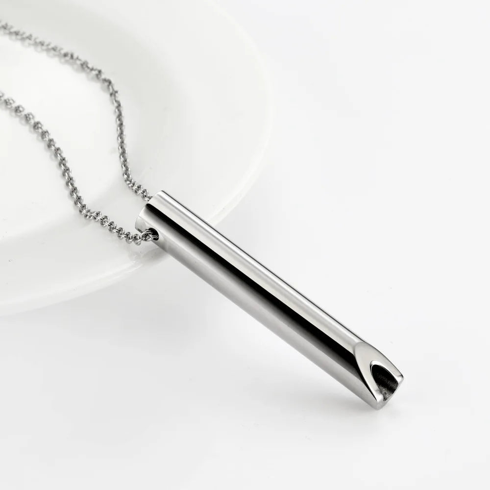 2024 New Stainless Steel Whistle Necklace Unisex Slow Breathing Decompression Tubular Pendant Jewelry Commuter Party Gift Giving