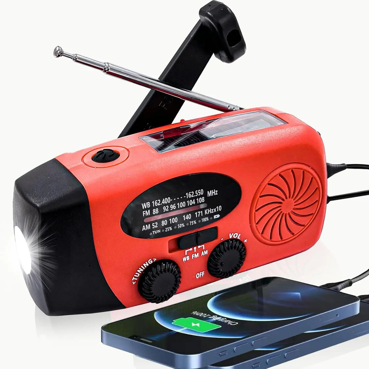 Radio AM/FM con manovella e pannello solare