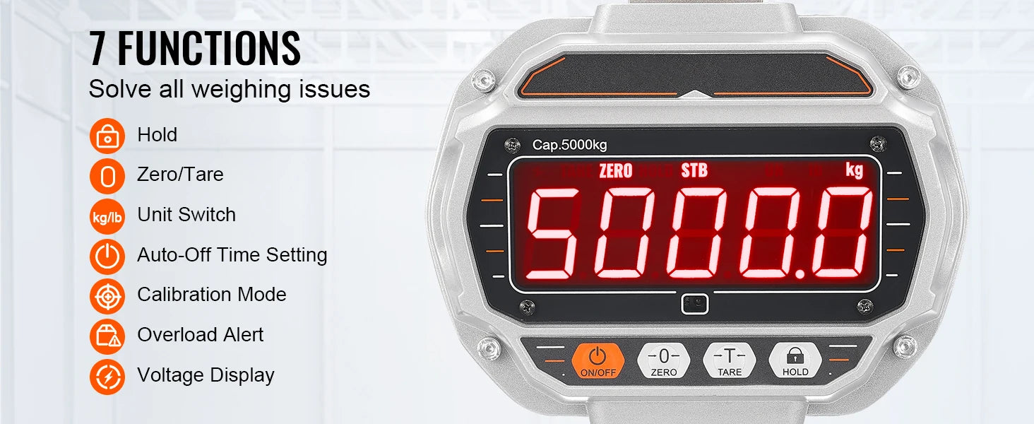 Digital Crane Scale 3000–5000 kg Heavy Duty Hanging Scale with Remote