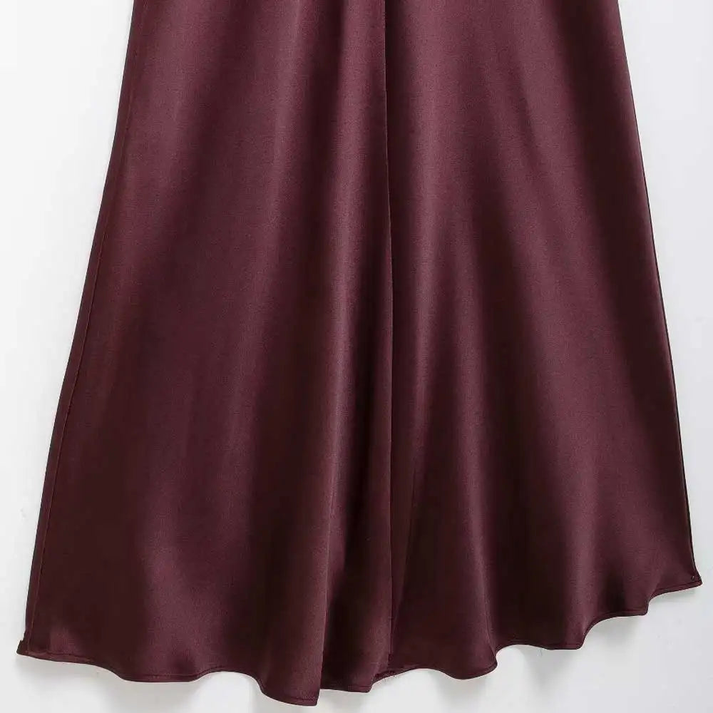 Women's Long Satin Halter Dress, Backless, Bow Tied, Back Zipper, Female Dresses, Sexy Fashion 