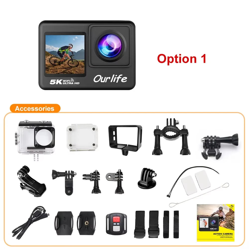 5K Action Camera 4K60 WiFi 30M Waterproof