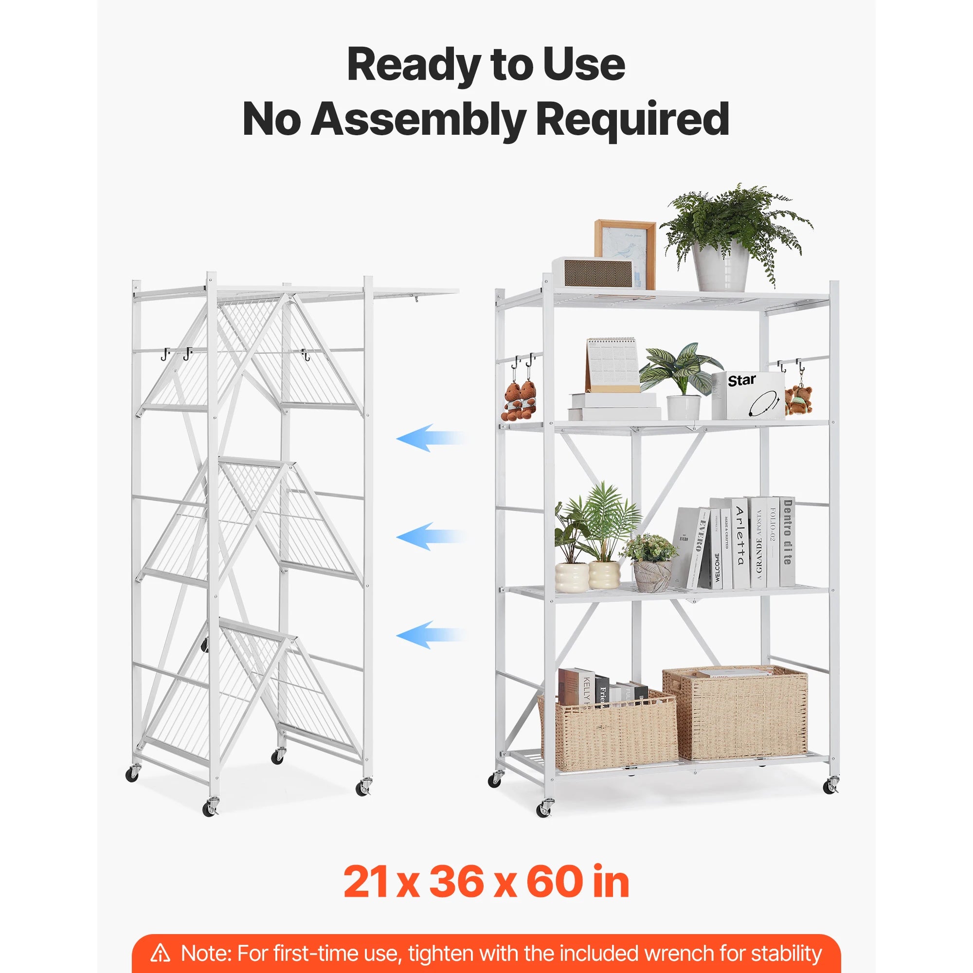 Foldable Metal Storage Shelf with Wheels Heavy Duty Garage Rack