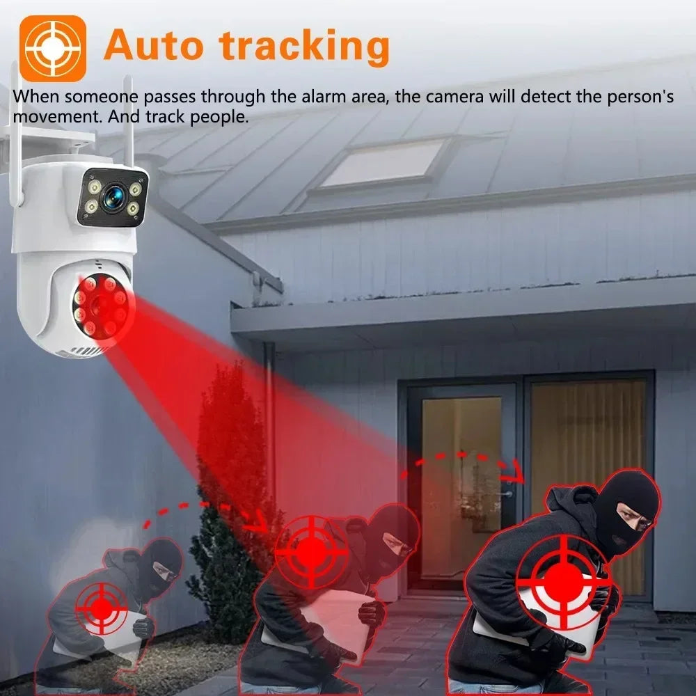 4K 8MP Dual Lens Outdoor PTZ Security Camera with Auto Tracking