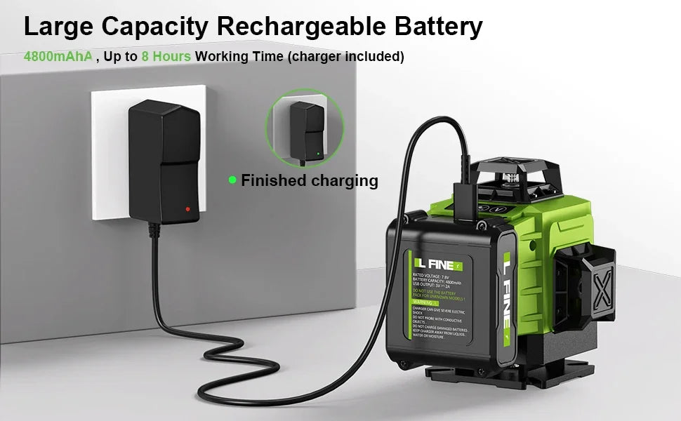 LFINE 3D/4D Laser Level 8/12/16 Lines Horizontal And Vertical With Remote Control 8 Lines 360°Self-leveling Laser Levels 