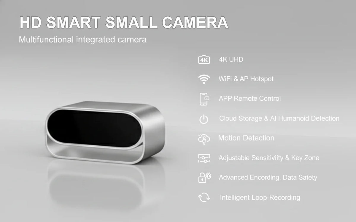 4K Ultra HD WiFi Clock Monitoring Camera, Multifunctional Indoor Surveillance Device with Infrared Night Vision, Smart Motion Detection, Remote Live View and Loop Video Recording, Security Cam for Home Office Hotel Indoor Pro