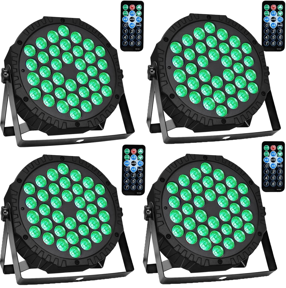 4er-Set 36-LED RGB 3-in-1 DMX512 Stage Par Lights