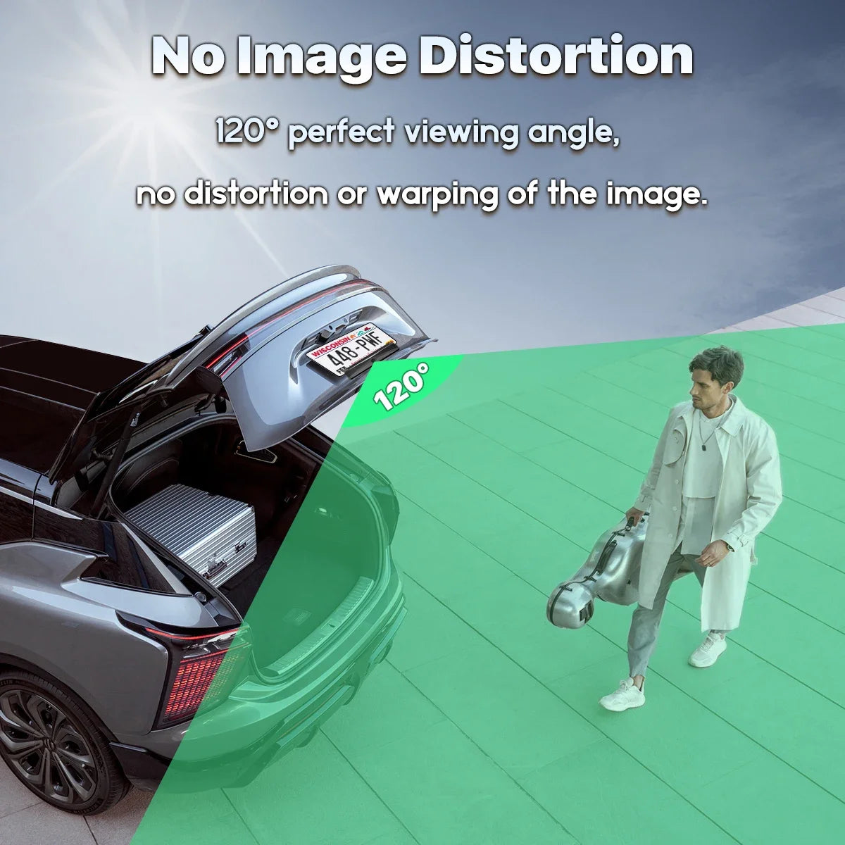 GreenYi Wireless Solar Energy 5G WiFi HD 1080P Rear/Front License Camera with Built-in 4800mAh Battery for iPhone For Car Van RV 