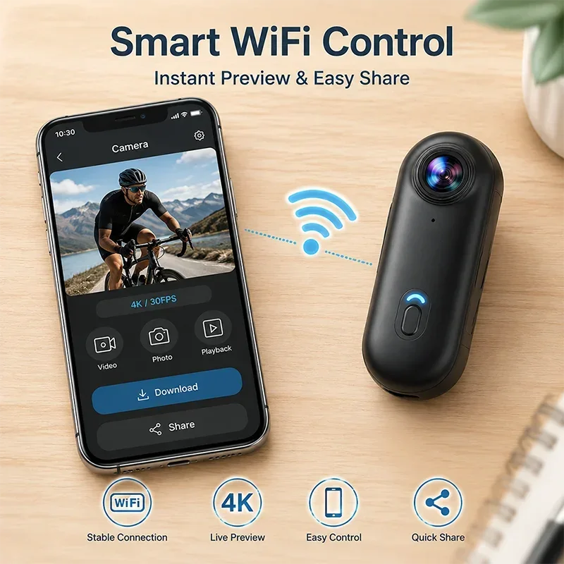 Mini Magnetic Action Camera 4K/1080P WiFi Body Mount POV Holder