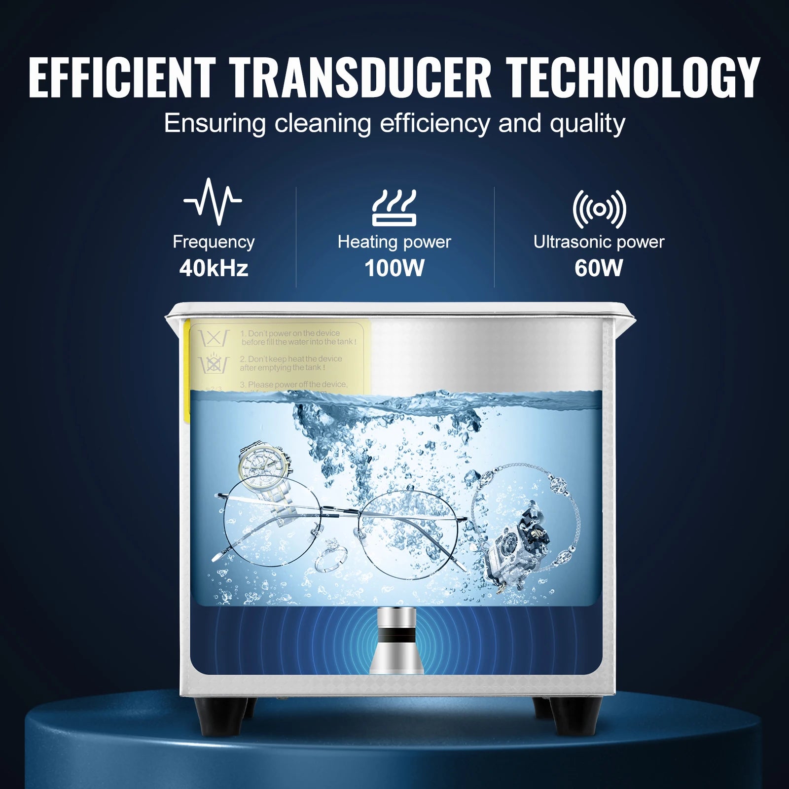 1.3L Ultrasonic Cleaner with Digital Timer for Jewelry & Glasses