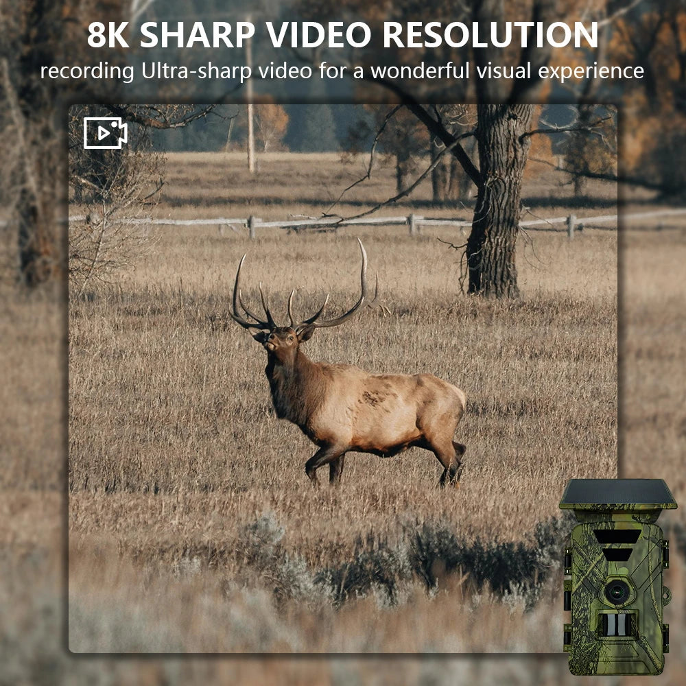 Solar Powered Trail Camera with 8K Video and 60MP Photos