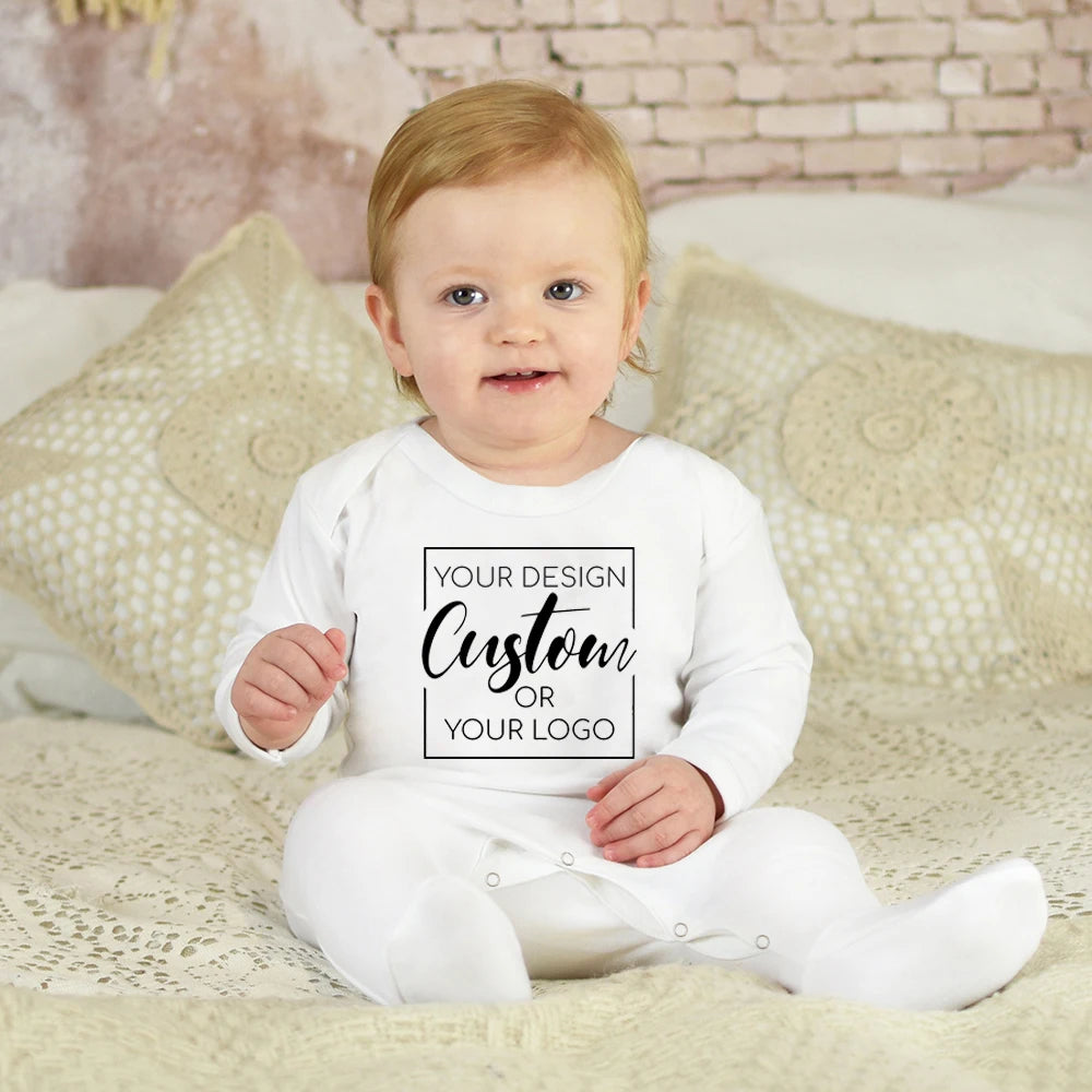 Babygrow spalna obleka po meri Vaš dizajn ali logotip, natisnjen neposredno na bodi Baby Coming Home Outfit Newbron tuš darilo