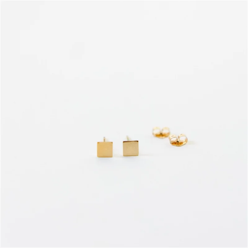 14K Gold Filled Square Stud Earrings, Tarnish Resistant