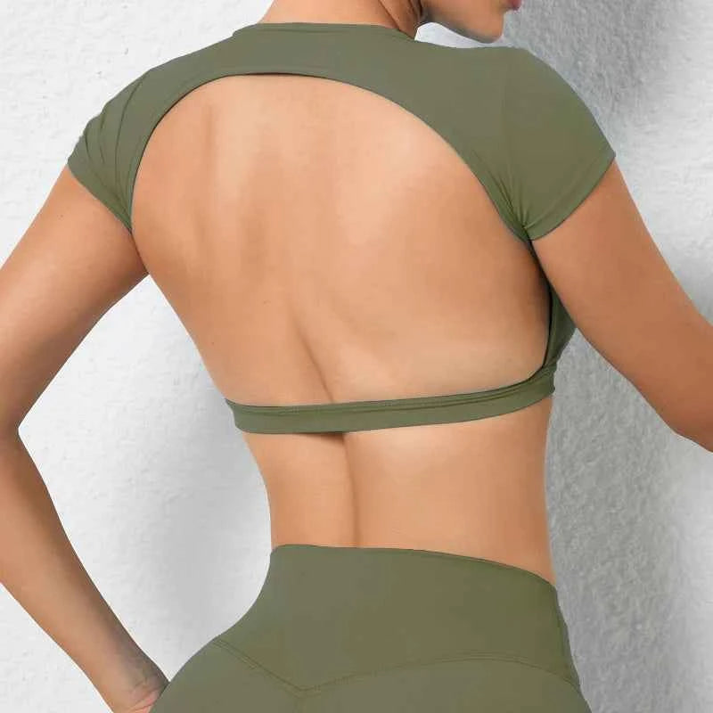 Women's Backless Stretch Workout Crop Top