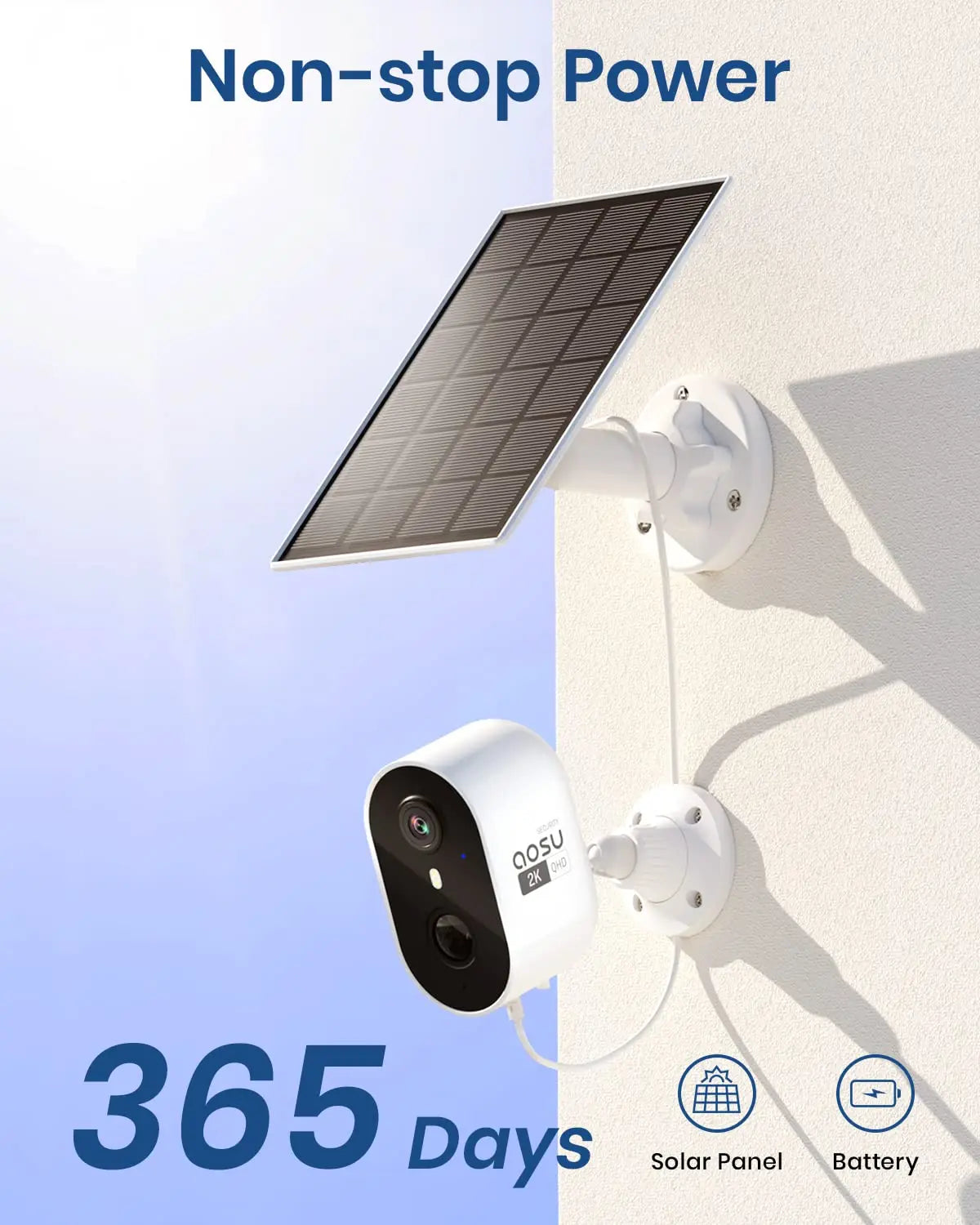 AOSU Solar Outdoor Security Camera, 3MP Color Night Vision
