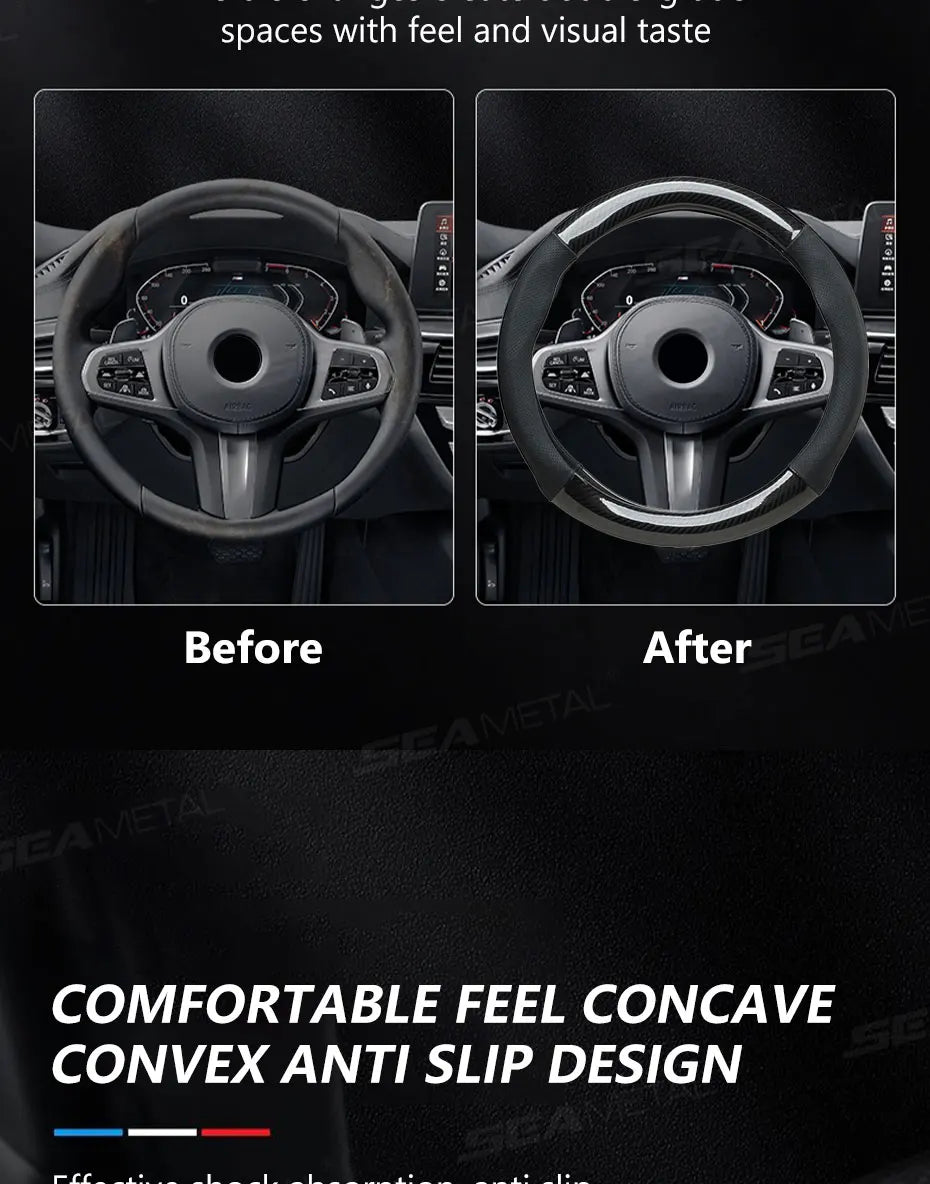 SEAMETAL Heavy-Duty Car Steering Wheel Cover Universal Steer Wheel Protector for 37-39cm Breathable Anti-Slip Protection Cover