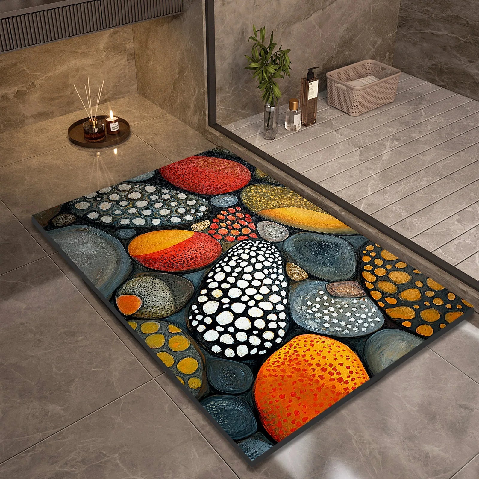 Stone Design Diatomite Bath Mat Bathroom Non-slip Shower Foot Mats Absorbent Quick Dry Toilet Rugs Carpet Doormat Washable 