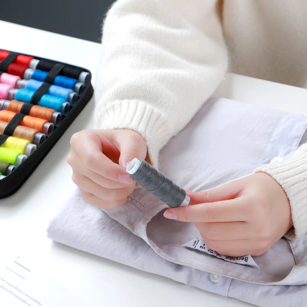 Sewing Kit Complete Set with Threads Needles Scissors Tape Measure Buttons and More for DIY Handcraft Projects Home and Travel 