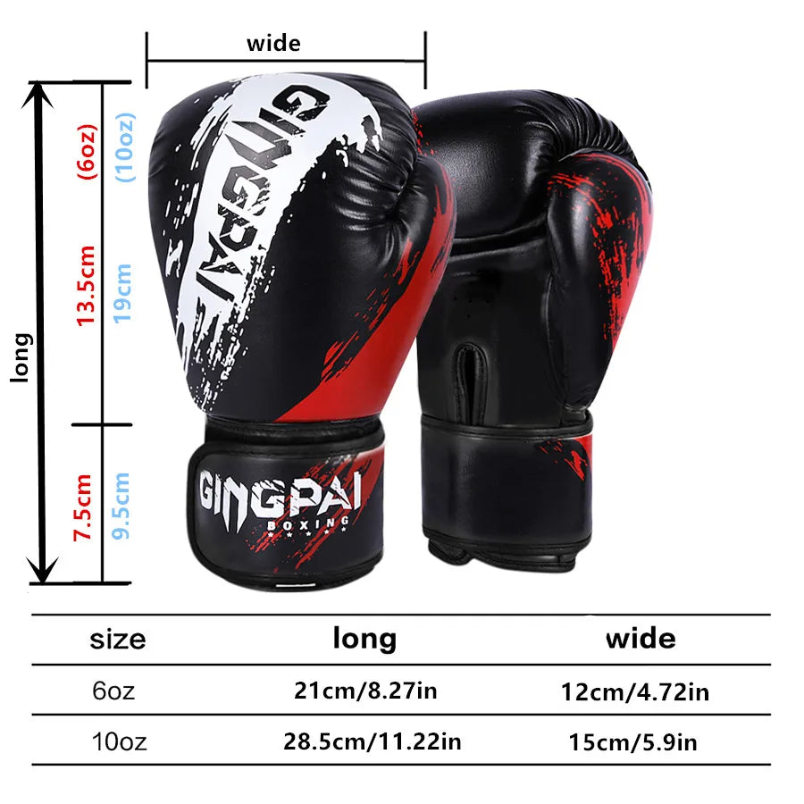 1 Pair Adult Boxing Gloves Men Punching Training Sparring Comfortable Adjustable Fighting Mitts Hand Protector Black Red Blue 