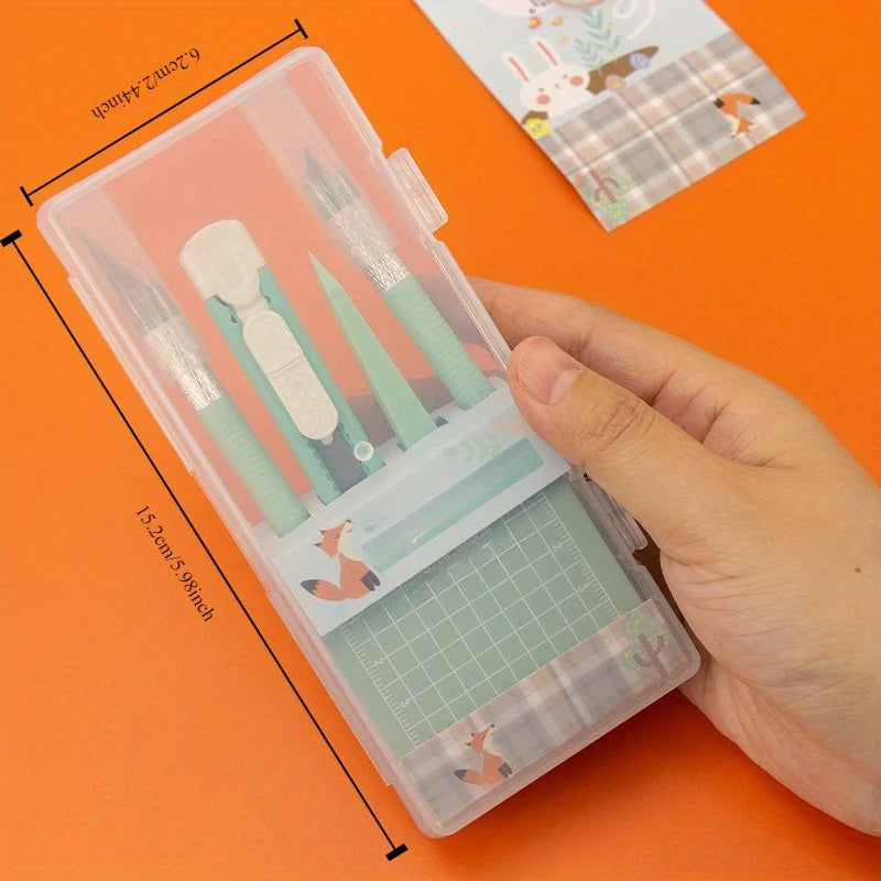DIY Scrapbooking Tool Kit with Carving Knife, Tweezers and Mat